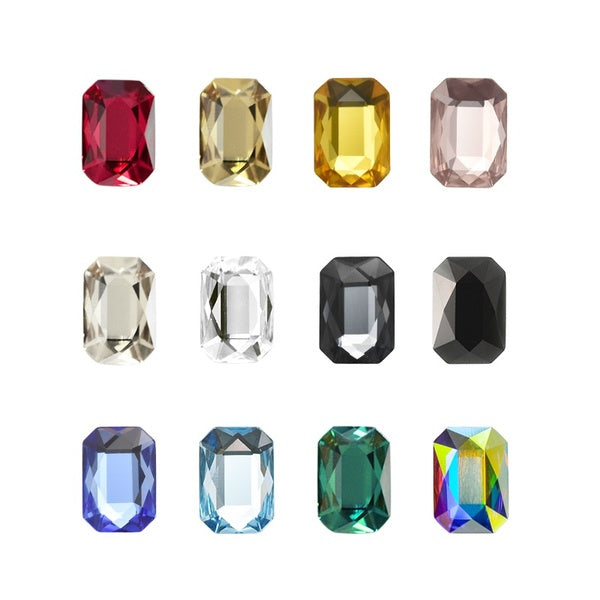 20pcs 6x8mm Nail Strass Rectangle Dos Plat Cristal Brillant 3D Strass Gem Pierre Manucure Nail Art Décoration Charmes Bijoux