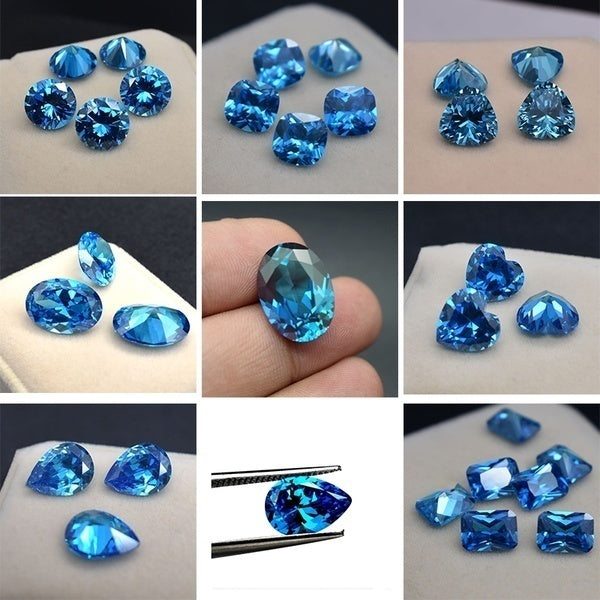 Aquamarine sky blue gemstone zircon spinel 3A wholesale various shapes of beads for jewellery making marine colour AAA 2-8MM