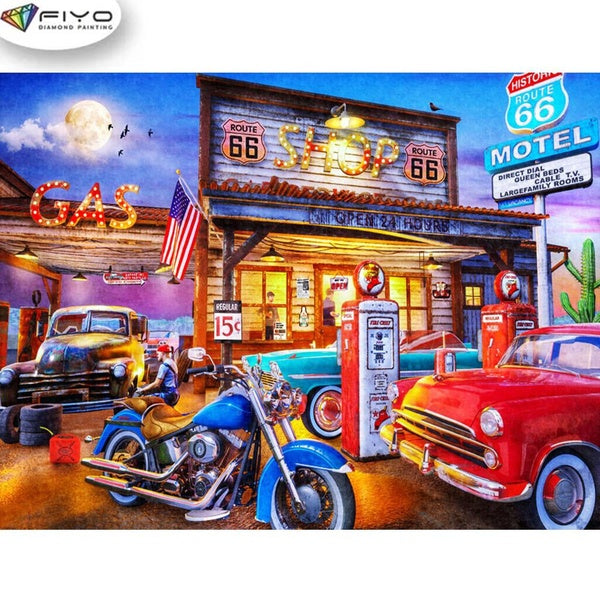 FIYO DIY 5D Motel Diamond Painting Full Drill with Number Kits Home and Kitchen Fashion Mosaic Diamond Painting Canvas Wall Decoration Gift Crafts fo