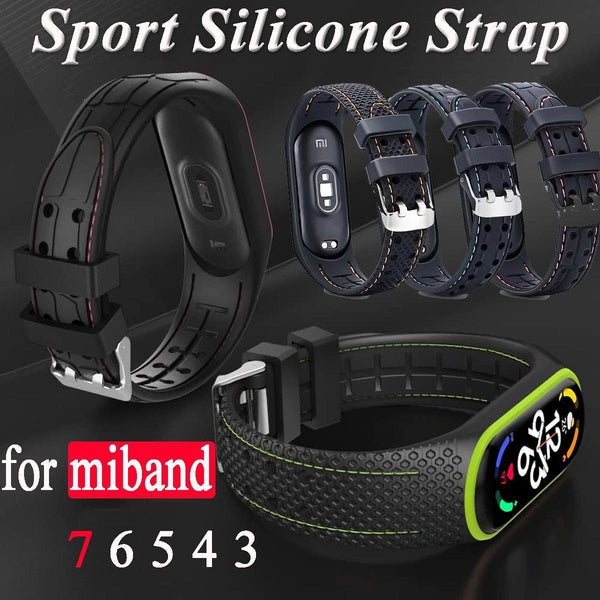 Sport Silicone Strap for Xiaomi Mi band 7 6 5 4 3 Breathable Bracelet for mi band 3 4 5 6 strap Smartwatch watchband replacement belt