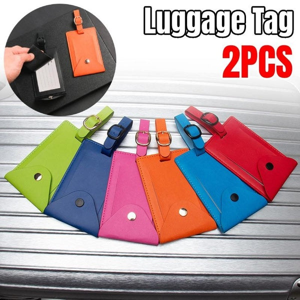 2 étiquettes de bagage, étiquettes de valise en cuir PU Les étiquettes de bagage comprennent une carte d'identité avec des couvertures de confidentia