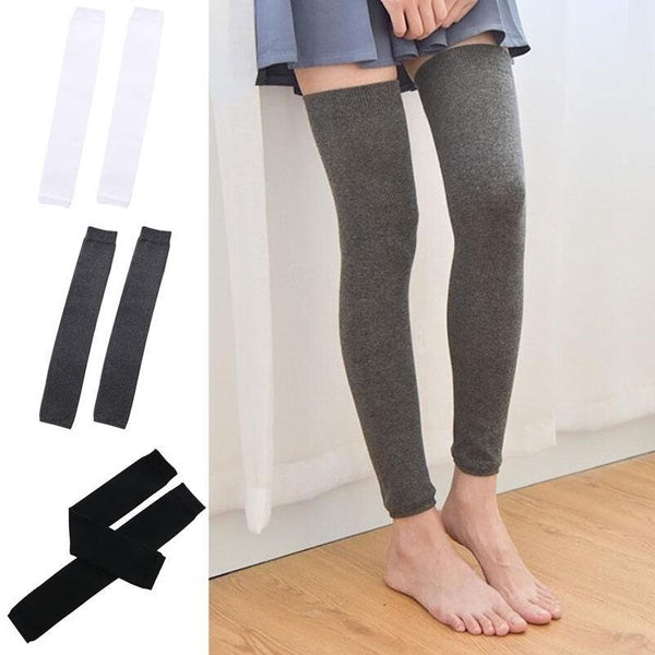 Women Solid Color Leg Warmers Warm Knee High Socks Knitted Foot Cover Crochet Winter Leg Warmer Long Socks Boot Cuffs