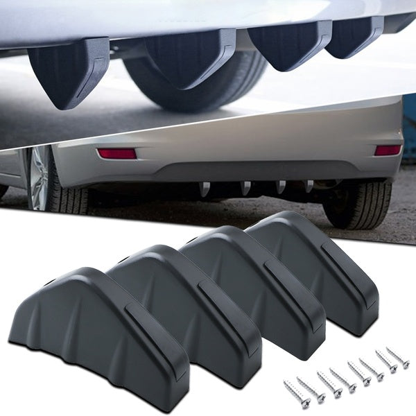 4pcs Matte Black JDM Rear Bumper Lip Splitter Diffuser Sharp 4 Fins Spoiler Protector Molding Cover Trim Universal Car Styling Shape Decoration