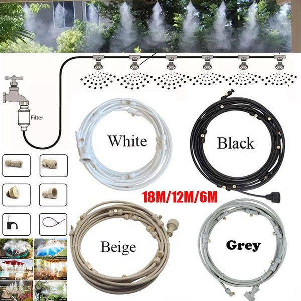 6M-12M-18M Outdoor Patio Misting Cooling System Fan Misting Nozzles Adapter Brass Sprayers Garden Watering System Kit