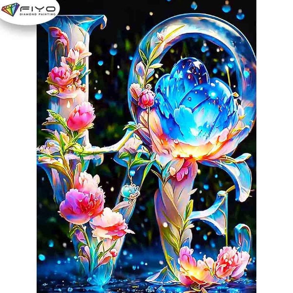 FIYO Flower Love Diamond Painting Kits For Adults DIY 5D Diamond Mosaic Diamond Painting Home and Kitchen Fashion Canvas Pictures Wall Decoration Gif