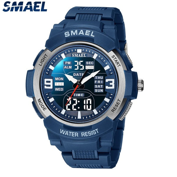 SMAEL mode double affichage montre-bracelet Sport Quartz militaire montre pour hommes étanche LED électronique choc armée horloge mâle