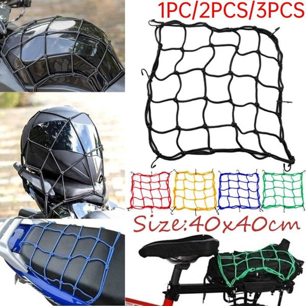 1pc-2pcs-3pcs 40x40cm Motorcycle Luggage Net 6 Hooks Hold Down Fuel Tank Cargo Luggage Helmet Net Mesh for Motorcycle Motorbike Bike ATV