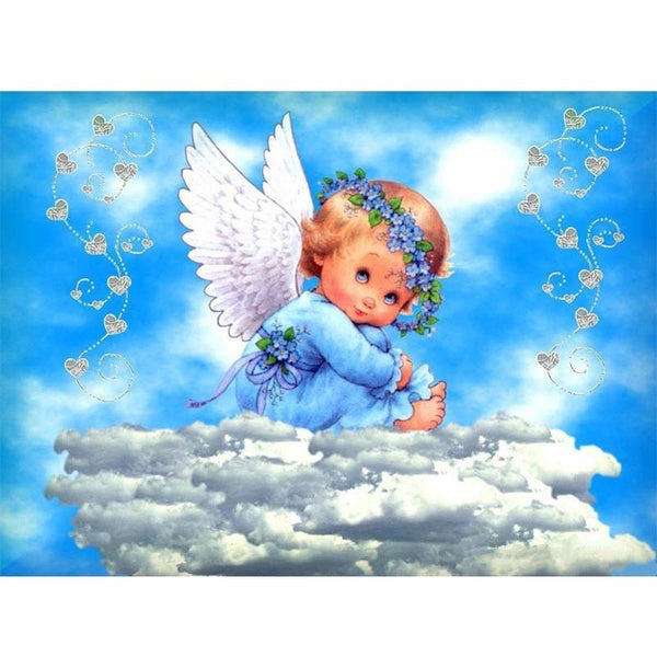 DIY 5D Baby angel Pattern Round-Square Diamond Painting Full Drill Diamond Painting with Number Kits Home and Kitchen Fashion Crystal Rhinestone Cros