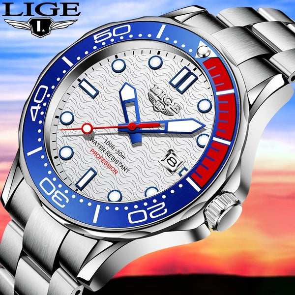 2022 LIGE nouvelles affaires hommes montres de luxe Quartz montre d'affaires pour hommes étanche Date horloge Relogio Masculino + boîte