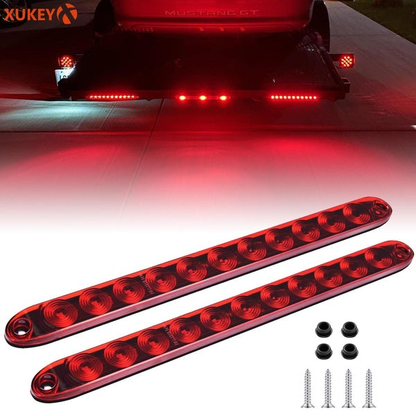 XUKEY 2PCS 16 INCH 11 LED Red Trailer Light Bar Waterproof Park Turn Signal Light Tail Brake Stop Bar Truck Trailer ATV Marker ID Bar