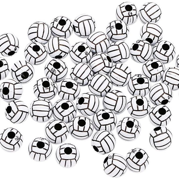 50 Piece Volleyball Round Acrylic Loose Spacer Large Hole Beads Accessories Findings for Jewelry Making Crafts 12mm Matron Inn