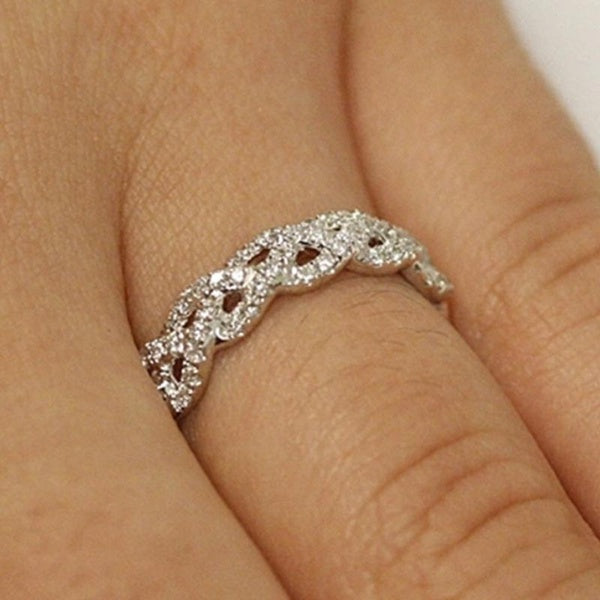 Infinity Intertwined 925 Sterling Silver Micro Pave Diamond Twist Rings for Women Wedding Rings Fashion Jewelry