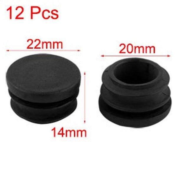Furniture Table Chair Legs Plastic Round Tube Pipe Insert Cap Cover Stopper Black 22mm Dia 12pcs