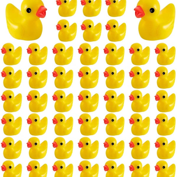 100 Pieces Mini Resin Slime Charms Duck Yellow Miniature Duck Figures Micro Fairy Garden Landscape Aquarium Dollhouse Ornament for Christmas Accessor