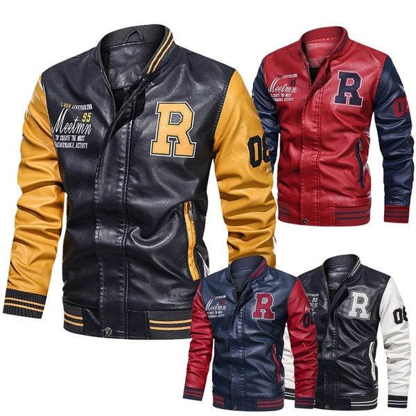 Hommes veste broderie vestes de Baseball faux cuir manteaux Slim Fit collège luxe polaire Bomber vestes en cuir Casaco Masculino