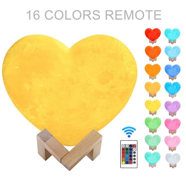 Lampe en forme de coeur 3D romantique USB LED lampe d'amour magique 16 couleur changeante télécommande veilleuse capteur tactile enfants cadeau