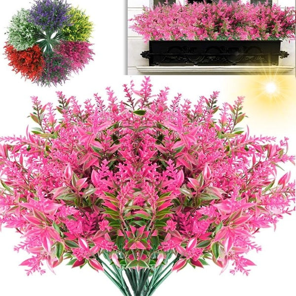 1-12 Bundles Artificial Lavender Flowers Outdoor Fake Flowers for Decoration UV Resistant No Fade Faux Plastic Plants Garden Porch Window Planters De