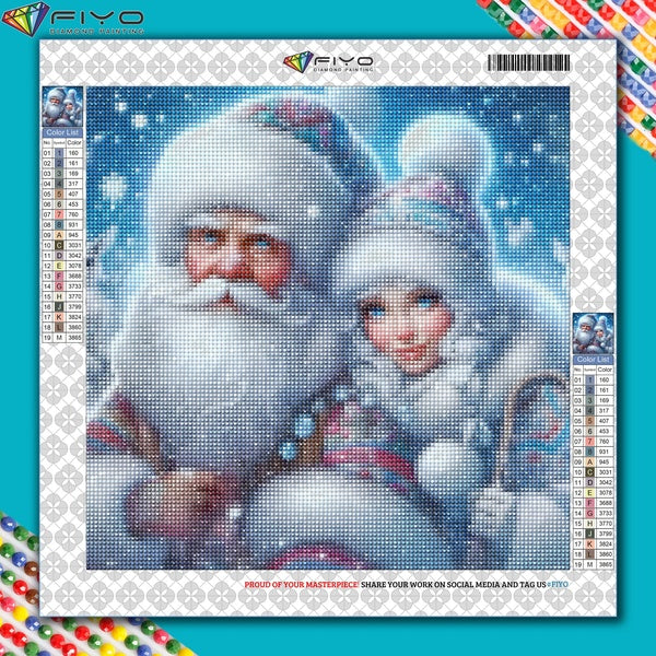 FIYO DIY 5D Santa Claus Diamond Painting Kit for Adults, Full Drill Diamond Painting, Diamond Art Canvas Crafts Cross Stitch Crystal Embroidery Home