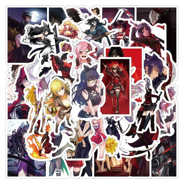 10-52Pcs Animation RWBY Stickers Four Color War Ruby Rose Weiss Schnee Blake Belladonna Graffiti Stickers for DIY Luggage Laptop Skateboard Motorcycl