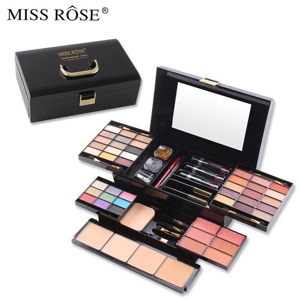 Miss Rose Professional Navigation Makeup Case Set Kit-Women Color Combination-Holiday Gift Set Cosmetics Eye Shadow Lip Gloss Blush Combo Palette