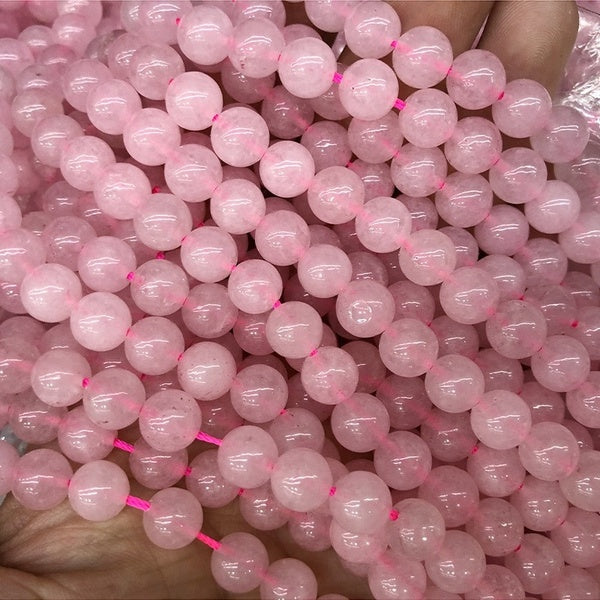 Pink Rose Powder Crystal Quartz Natural Stone Beads Lovers Woman Gift Jewelry