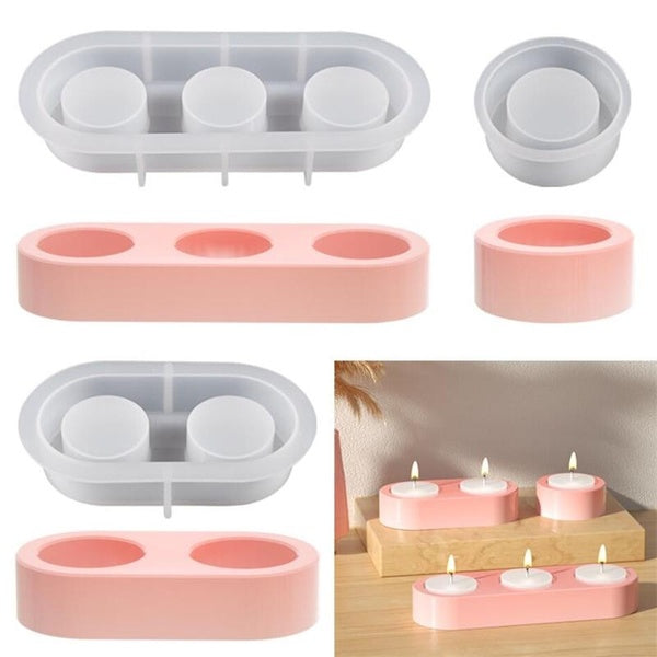 Oval Single-Double-Triple Holders Silicone Molds for DIY Resin Cement Plaster Craft