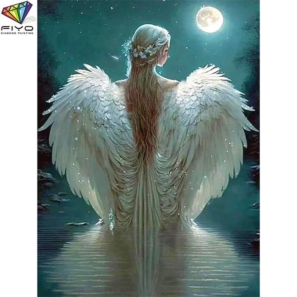 FIYO Angels DIY 5D Diamond Painting Full Drill with Number Kits Maison et Cuisine Mode Mosaïque Diamant Peinture Toile Décoration Murale Cadeau Artis