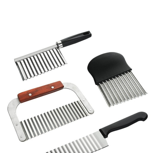 1 PC En Acier Inoxydable Chips De Pommes De Terre Trancheuse Pâte Légumes Fruits Crinkle Trancheuse Ondulée Couteau Coupe-Pommes De Terre Chopper Fra