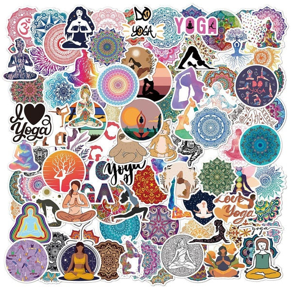 2 style 10-50Pcs Vintage Yoga Mandala Flower Stickers Beautiful Yoga graffiti Stickers for DIY Luggage Laptop Skateboard Motorcycle Bicycle Sticker