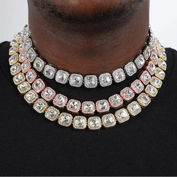 12MM Width Hip Hop Necklaces or Bracelets Cuban Link Chain Ice Out Tennis Chain Cuban Chain for Men Women Fashion Jewelry
