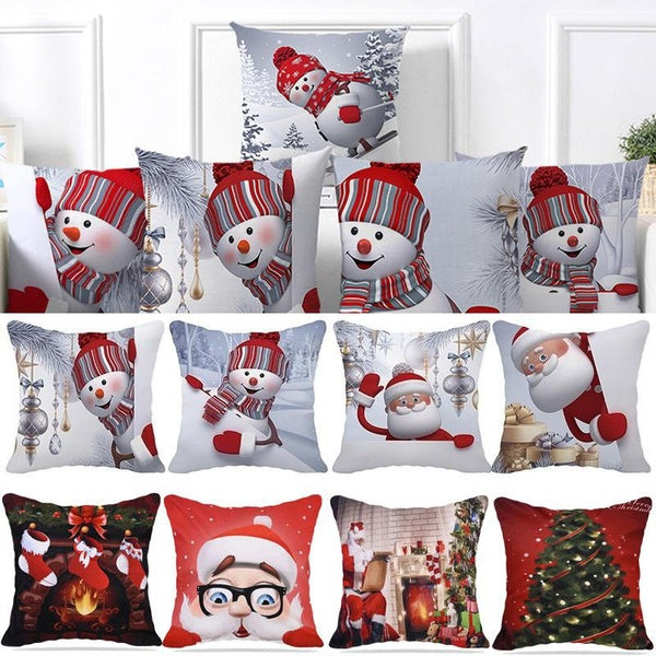 1pc Christmas Throw Pillow Covers 18 X 18 Inches - Xmas Cushion Cover Case Decorations Snowmen Winter Holiday Party Pillow Case Zipper Pillowcase Dec