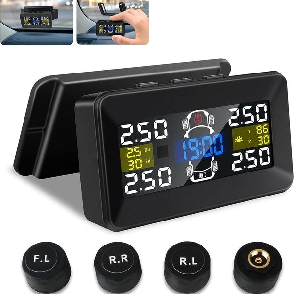 【Unique Bracket & 0.01 Bar Accuracy】Tire Pressure Monitoring System TPMS Tire Pressure Monitor System RV Accuracy 0.01Bar Real Time Detect Big Screen