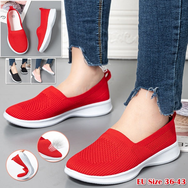 EU Size 36-43 Summer Women Shoes Knitting Sock Women's Sneakers Slip on Shoes Lightweight Flat Women's Sports Shoes Plus Size Loafers