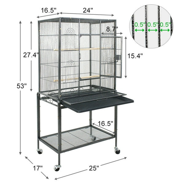 Pet Supplies 53" Bird Cage Large Play Top Bird Parrot Finch Cage Macaw Cockatoo