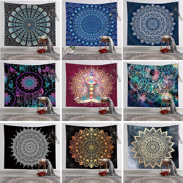 Datura Bohemia Yoga Blanket Wall Tapestry Home Room Decoration(100cm X 70cm-150cm X 130cm-200cm X 150cm)