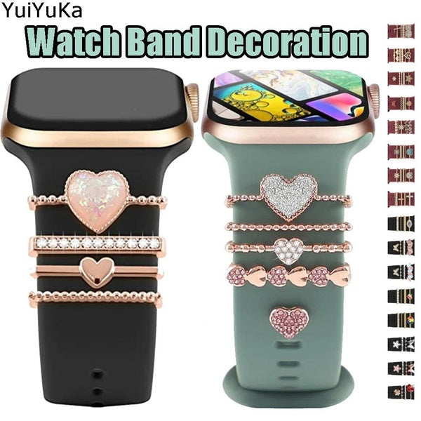 YuiYuKa Metal Decoration Ring for Band for Apple Watch Strap for Huawei Watch Belt for Samsung Watchband Decorative Charms Jewelry Diamond for Smartw
