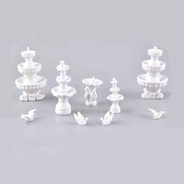 9pcs HO 1:87 Scale Model Sculpture Fountain Set Architecture Model Building Train Railway Kit Garden Scene Accessories