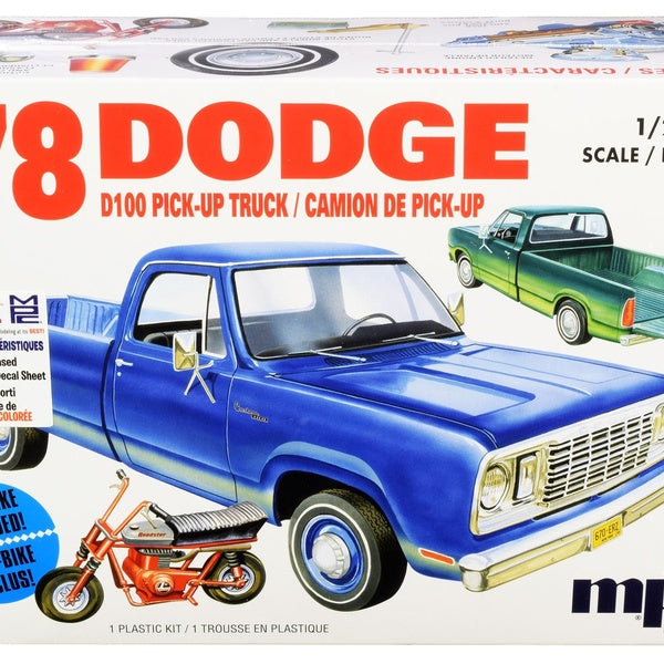 Skill 2 Model Kit 1978 Dodge D100 Pickup Truck with Mini Bike 1-25 Scale Model by MPC