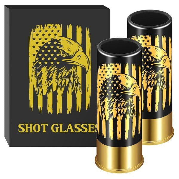 45ml-1.5oz 12GA Plastic Shot Glasses Eagle Head Flag Pattern Wine Cup for Party Club Kitchen Liquor Spirits Cups Bar Accessory Souvenir Gift Set