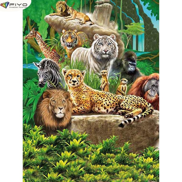 Animals DIY 5D Diamond Painting Full Drill with Number Kits Home and Kitchen Fashion Cross Stitch Embroidery Paintings Canvas Pictures Wall Decoratio