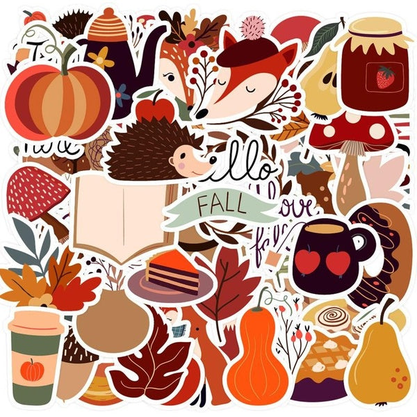 50Pc Autumn Maple Leaves Stickers Skateboard Stickers Extreme Sports Stickers Trolley Case Guitar Mug Notebook Trend Stickers