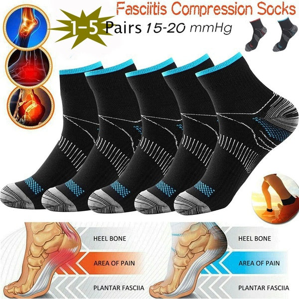1-2-3-4-5 Pairs Plantar Fasciitis Socks with Arch Support-Best Ankle Compression Socks for Foot Heel Pain Relief - Splint Brace, Orthotics