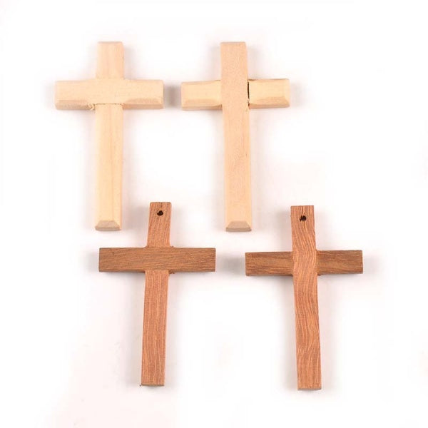 2pcs Natural Wooden DIY Crafts Christian Cross Hanging Pendants For Home Decor Scrapbook Wood Ornaments Accessory MT1989