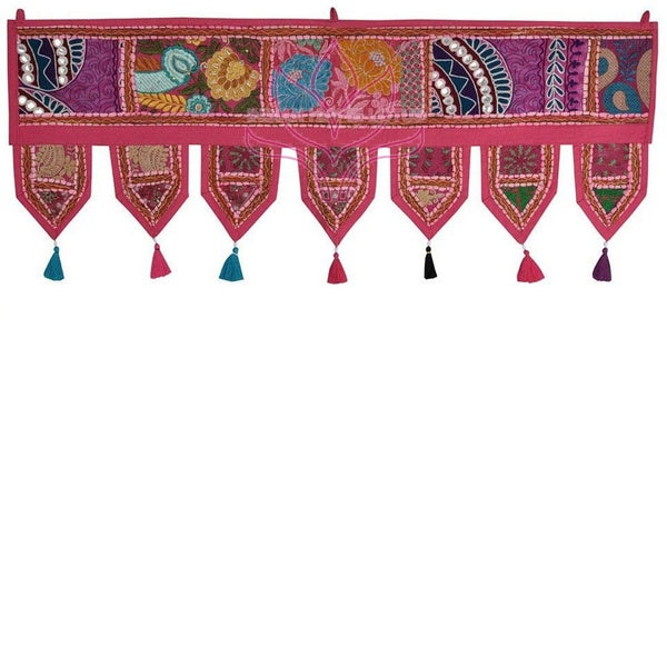 Patchwork Indian Door Toran Handmade Banjara Window Valance Embroidered Gypsy Large Door Hanging Boho Curtain Topper JC03F