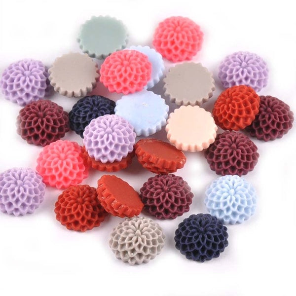 50 pièces rides demi fleur Flatback résine Cabochons pochoirs pour bricolage Scrapbooking bricolage téléphone décoration couture accessoires CP1477