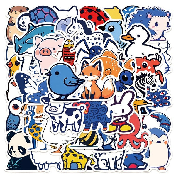 10-50pcs Cute cartoon animal stickers Waterproof Stickers for DIY Luggage Laptop Skateboard Motorcycle Bicycle Sticker