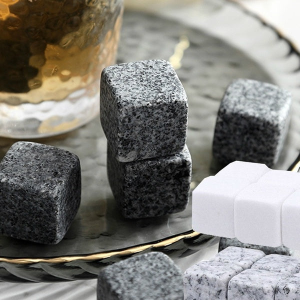 Whisky Stones Ice Cube Rocks Réutilisable Whisky Wine & Roches rafraîchissantes pour boissons avec pochette