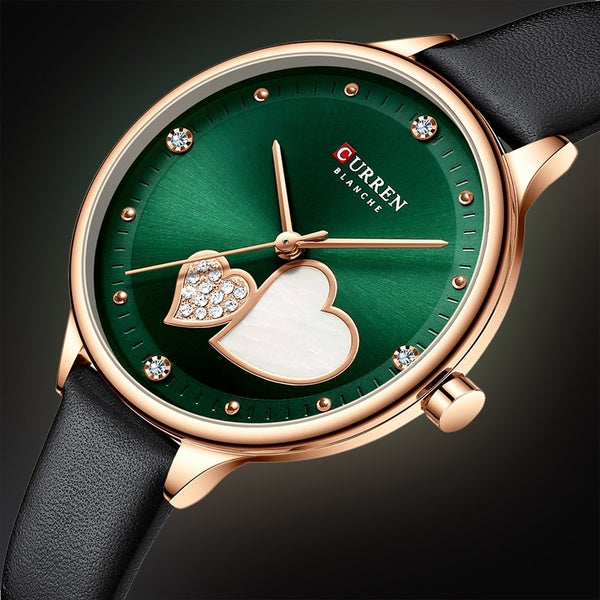 Gracieuses Femmes Montres CURREN Marque Mignon Beau Cadran En Forme De Coeur Cristal De Luxe Robe Femmes Dames Montre-Bracelet De Charme Cadeaux