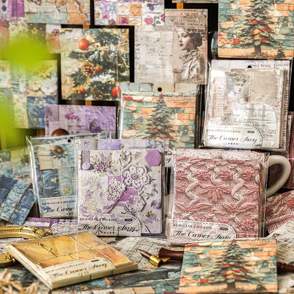 45Pcs Corner Story Series Scrapbooking Paper Material Perfect for Collage Journaling Diy Craft Handmade Supplies