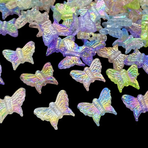 20 pcs-lot Small Butterfly Shape Beads Multi Gradient Color Acrylic Beads For Jewelry Making Handmade DIY Accessories Matron Inn